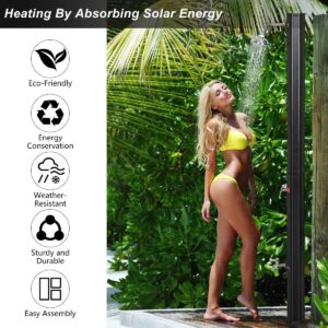 Giantex 7.2Ft 9.3 Gallon 2-Section Solar Heated Shower W/Shower Head Outdoor Backyard Poolside Beach Pool Spa for Easy Installation, Black