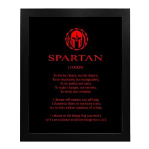 Spartan Code Affirmations- Motivational Quotes Wall Art Decor, Black & Red Gloss Warrior Inspirational Print for Home Decor, Gym Decor, Office Decor. Unframed- 8x10"