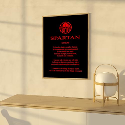 Spartan Code Affirmations- Motivational Quotes Wall Art Decor, Black & Red Gloss Warrior Inspirational Print for Home Decor, Gym Decor, Office Decor. Unframed- 8x10"