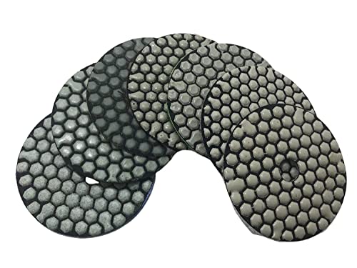 QuickT PPD701A Dry Diamond Polishing Pads for Concrete Stone Granite Marble Stone Glass Dry Polishing - 4 Inch, 7 Pads Set