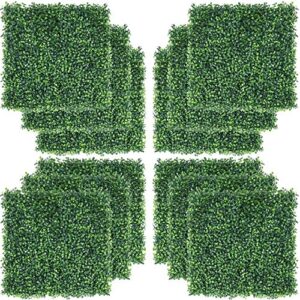 yaheetech 12 pcs 20"x 20" artificial boxwood panels topiary hedge plant, privacy hedge screen uv protected greenery wall, decor faux grass wall panel suitable for outdoor indoor garden backyard