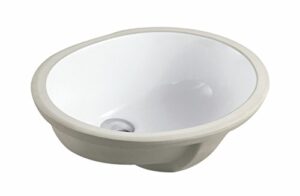 kingsman 19" classic oval modern undermount vitreous ceramic overflow lavatory vanity bathroom single bowl vessel sink - pure white (19.5 inch)
