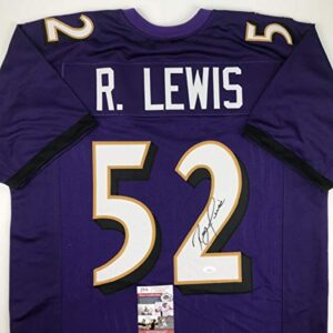 autographed/signed ray lewis baltimore purple football jersey jsa coa