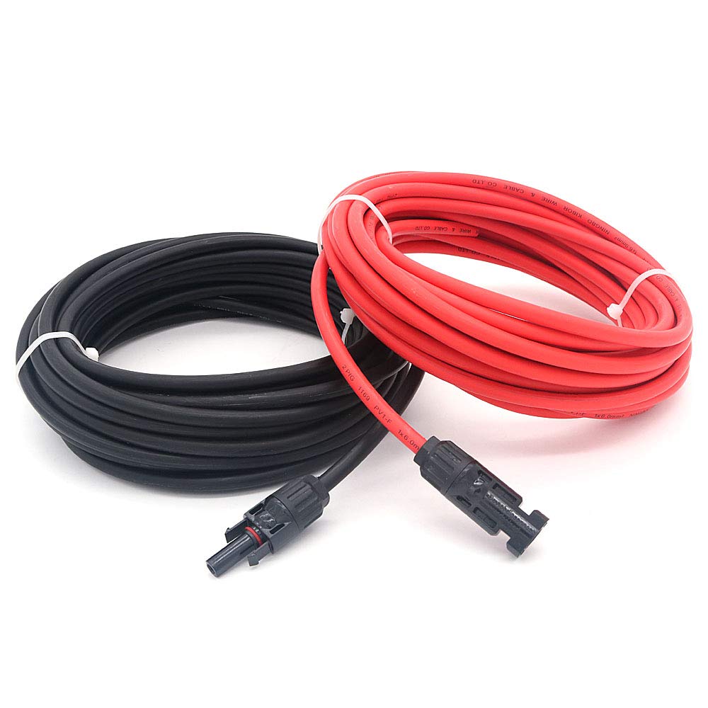 NUZAMAS Pair of 9.15m (30FT) 6.0mm (10AWG) Single Core Extension Cables with connectors (Male and Female) for Solar Panels and Solar Power Systems RV Caravan