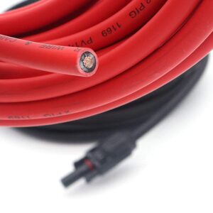 NUZAMAS Pair of 9.15m (30FT) 6.0mm (10AWG) Single Core Extension Cables with connectors (Male and Female) for Solar Panels and Solar Power Systems RV Caravan