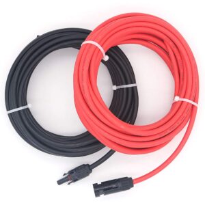 NUZAMAS Pair of 9.15m (30FT) 6.0mm (10AWG) Single Core Extension Cables with connectors (Male and Female) for Solar Panels and Solar Power Systems RV Caravan