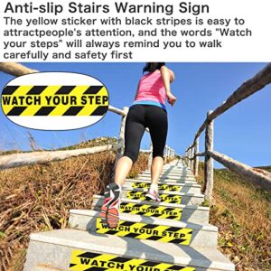 3Pack Watch Your Step Non-Slip Stair Warning Sticker Adhesive Tape Help Prevent Falls Anti Slip Abrasive Treads for Workplace or Home Safety Wet Floor Caution, 6" x 24"