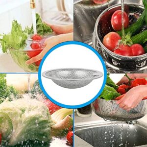 Qtimal Kitchen Sink Drain Strainer with Upgraded Handle, 2 Pack Reinforced Stainless Steel Sink Strainer for Most Home Standard Kitchen Drains, Anti-Clogging Drain Basket Catcher with Fast Flow Design