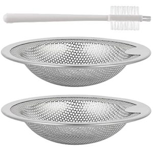 qtimal kitchen sink drain strainer with upgraded handle, 2 pack reinforced stainless steel sink strainer for most home standard kitchen drains, anti-clogging drain basket catcher with fast flow design
