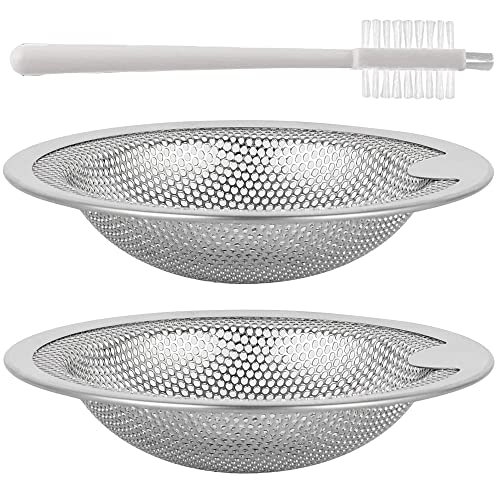 Qtimal Kitchen Sink Drain Strainer with Upgraded Handle, 2 Pack Reinforced Stainless Steel Sink Strainer for Most Home Standard Kitchen Drains, Anti-Clogging Drain Basket Catcher with Fast Flow Design