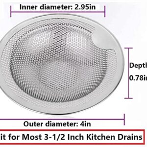 Qtimal Kitchen Sink Drain Strainer with Upgraded Handle, 2 Pack Reinforced Stainless Steel Sink Strainer for Most Home Standard Kitchen Drains, Anti-Clogging Drain Basket Catcher with Fast Flow Design