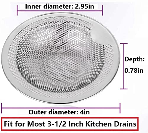 Qtimal Kitchen Sink Drain Strainer with Upgraded Handle, 2 Pack Reinforced Stainless Steel Sink Strainer for Most Home Standard Kitchen Drains, Anti-Clogging Drain Basket Catcher with Fast Flow Design