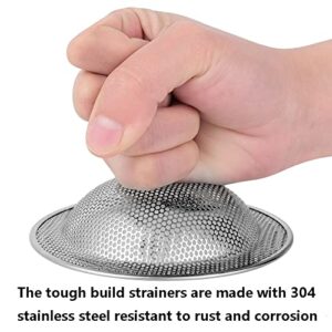 Qtimal Kitchen Sink Drain Strainer with Upgraded Handle, 2 Pack Reinforced Stainless Steel Sink Strainer for Most Home Standard Kitchen Drains, Anti-Clogging Drain Basket Catcher with Fast Flow Design