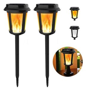 keenstone solar lights, waterproof solar torch lights with flickering dancing flame, 4 lighting effects auto on/off outdoor decorative lighting for holiday party pool yard decor christmas gift 2 pack
