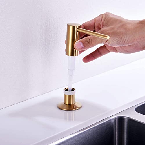 Gold Kitchen Soap Dispenser,Sold Brass Gold Soap Dispenser for Kitchen Sink,Commercial Liquid Dish Dispensers,Built in Kitchen Sink Soap Dispenser,Brushed Gold Lotion Dispenser