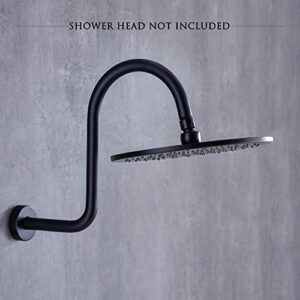 HANEBATH High Rise S Shape Shower Arm and Flange, Matte Black Shower Head Extension Arm