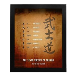 Seven Virtues Of Bushido - Inspirational Quotes Wall Art, Motivational Wall Decorations, Perfect Aged Parchment Print For Home, Dojo, Gym Decor, Office Wall Decor. Timeless Virtues. Unframed-8 x 10"