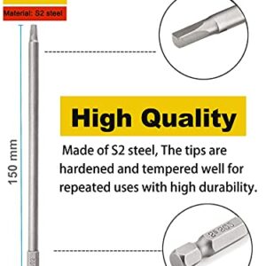 Rocaris 10pcs 1/4 Inch Hex Shank Long Magnetic Square Head Screwdriver Bits Set Power Tools SQ2 For Poket Hole Jig- 6 inch Length