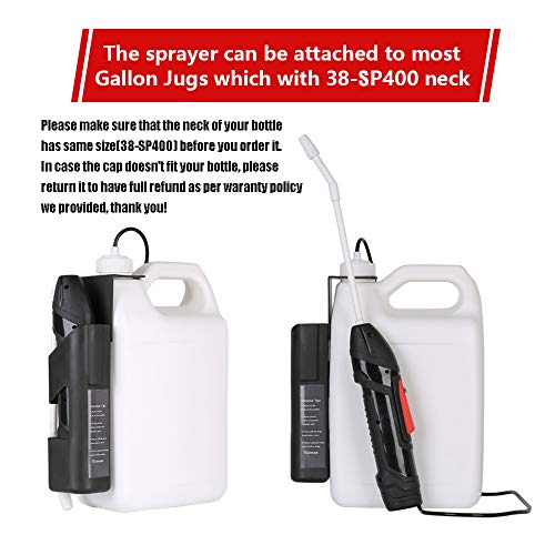 Battery Operated Versatile and Multi-Purpose Foldable Power Sprayer with Holster Easily attaching to Most Available Gallon Jugs Having 38-SP400 Neck for Gardening,Cleaning and Disinfecting