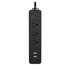 ONSMART 3 AC Outlets 2 USB Power Strip 2.4A Max Output-Mini Charging Station for Home, Travel, Office, Cruise, Overload Protection, 1.5Ft Extension UL Cord-Black(2Pack)