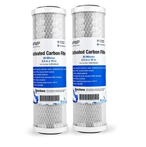 activated carbon cto water filter cartridge standard 2.5 x10" 20 micron 2 pack