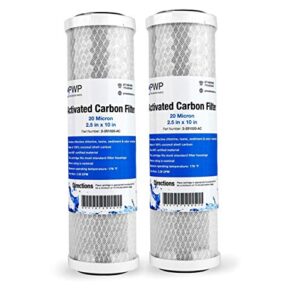 Activated Carbon CTO Water Filter Cartridge Standard 2.5 x10" 20 Micron 2 pack