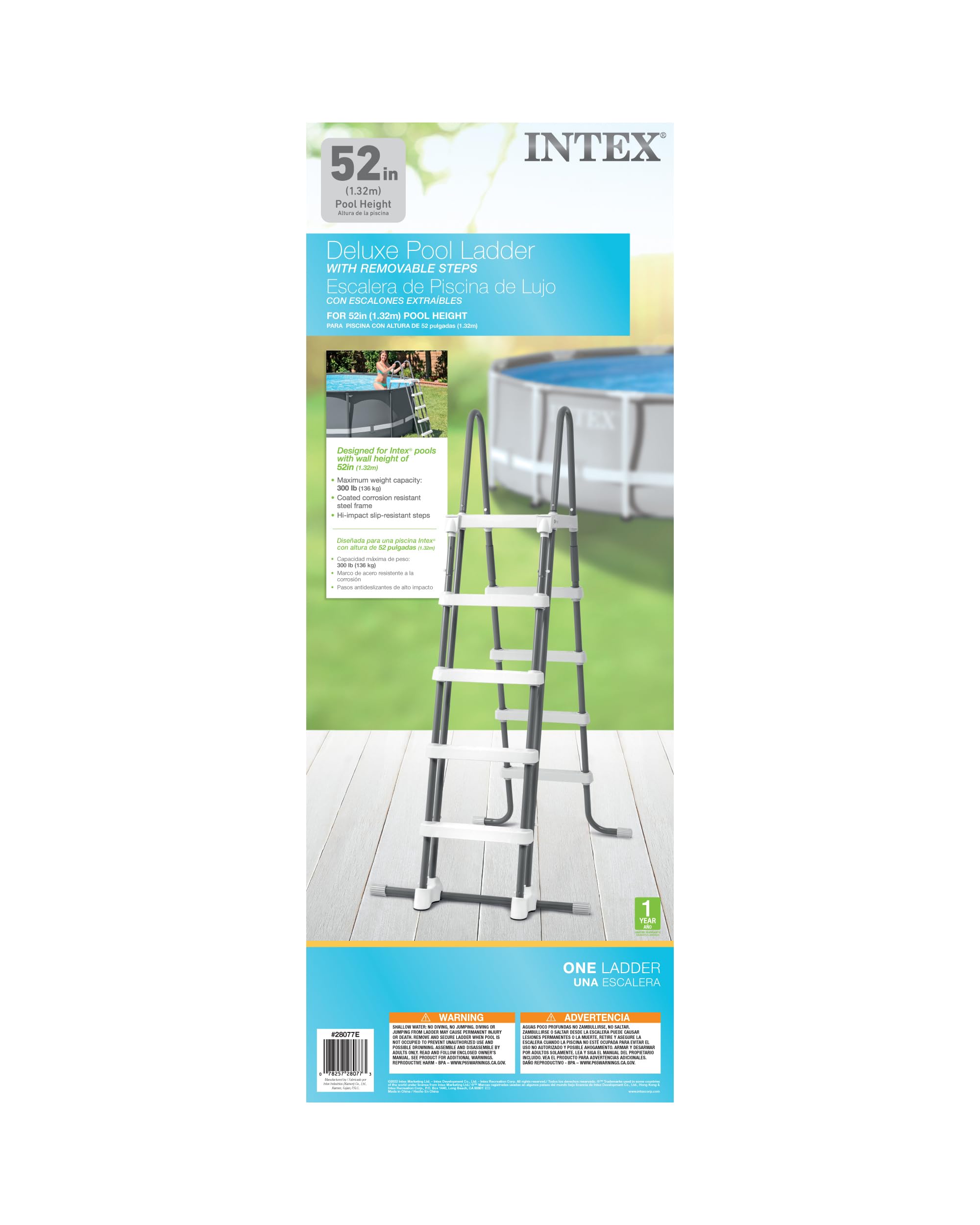 Intex 28077E Intex-52 Inch Ladder with Removable Steps Pool, 1 Size, Grey
