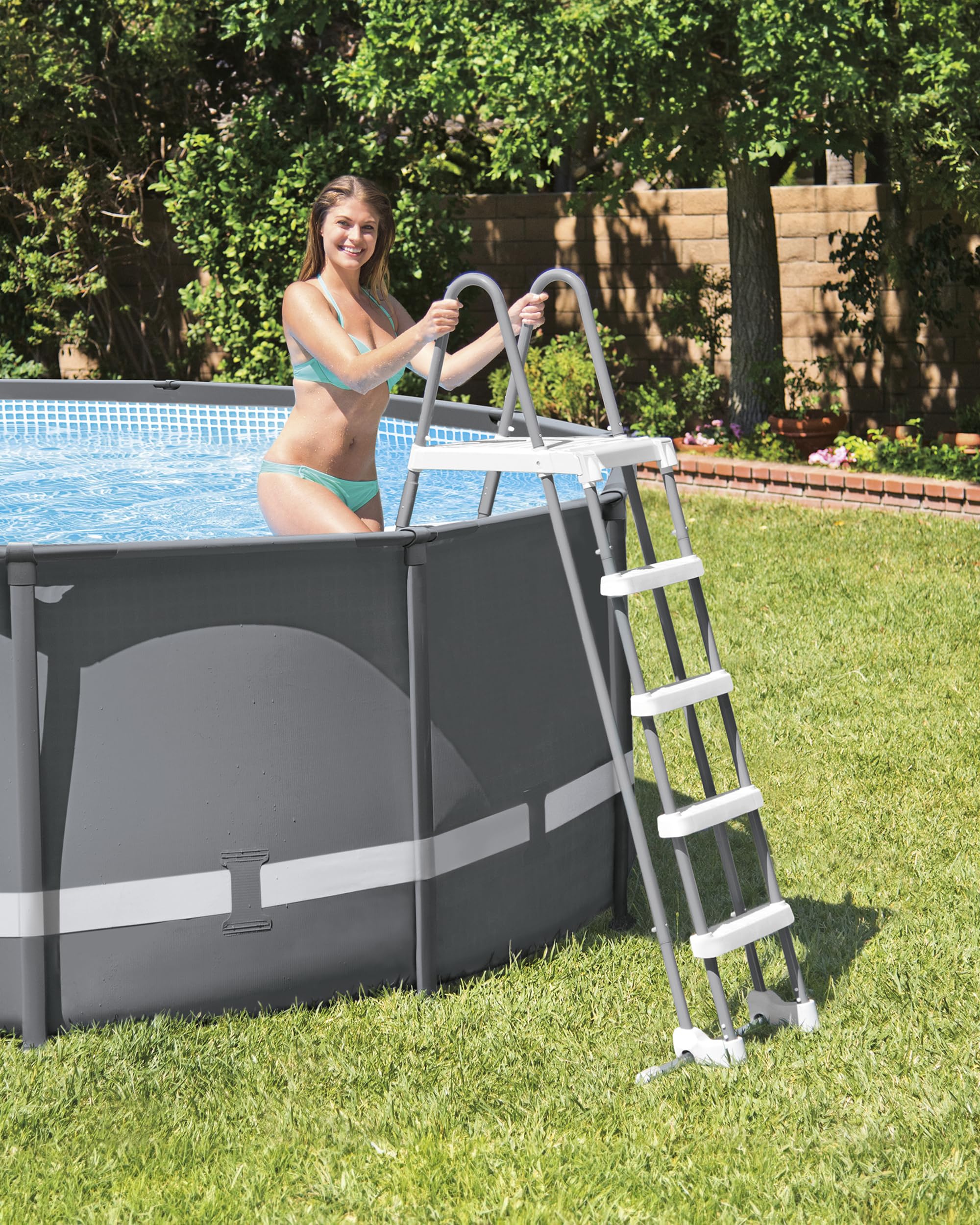 Intex 28077E Intex-52 Inch Ladder with Removable Steps Pool, 1 Size, Grey