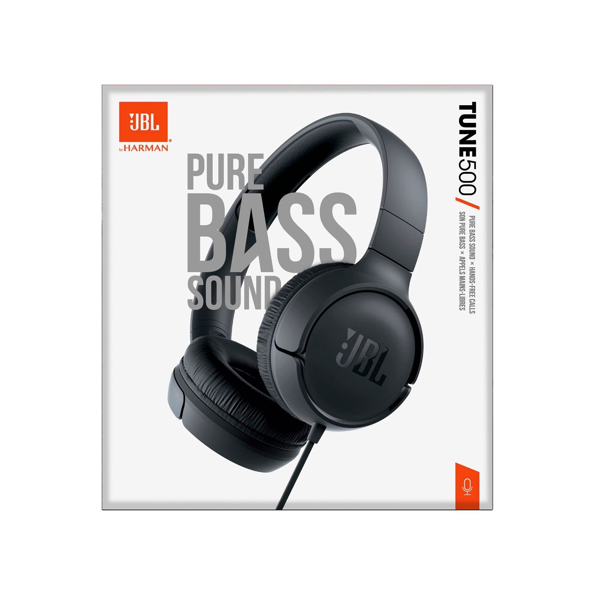 JBL TUNE 500 - Wired On-Ear Headphones - Black