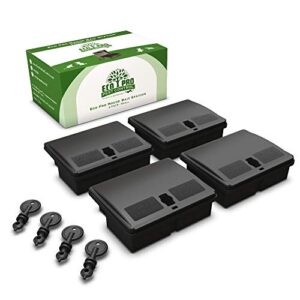 mouse bait station | 4-pack indoor & outdoor mouse bait stations | bait (not included) is secured by lock & key | pet & child-safe alternative to mouse traps | for mice only - by eco pro pest control