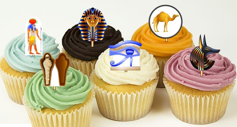 12 Egypt Pyramids Toga Party Cupcake Toppers Food Picks