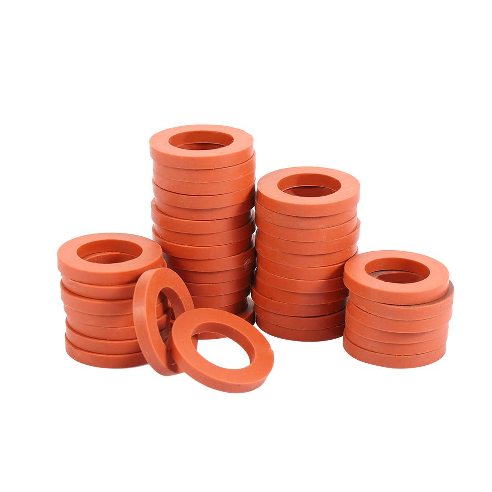 Garden Hose Washer Heavy Duty Rubber Washer, Fit All Standard 3/4" Garden Hose Fittings (40 Pieces)(red)