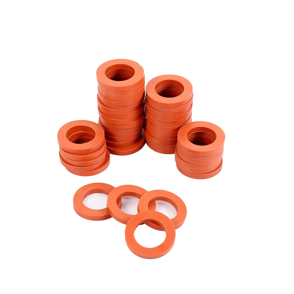 Garden Hose Washer Heavy Duty Rubber Washer, Fit All Standard 3/4" Garden Hose Fittings (40 Pieces)(red)