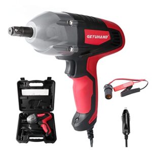 GETUHAND Electric Impact Wrench 1/2 Inch & 12 Volt 400N.M 300ft-lbs Max Torque with 1/2" Strong Square Drive, Portable Car Impact Wrench Kit with Sockets and Carry Case