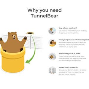 TunnelBear VPN | Wifi & Internet Privacy, Unlimited Data, 5 Devices | 1 Year | PC Code