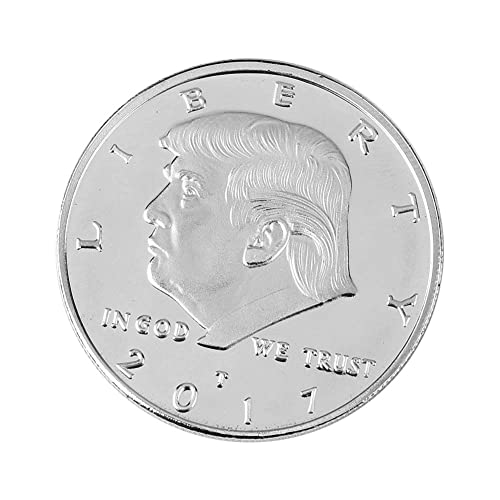 Donald Trump Gold Coin, 2017 Gold Plated Collectable Coin, 45th President - 1 Pack (Silver)