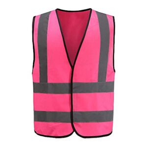 aykrm 12 colour high visibility viz vest hi vis viz reflective safety vests for men (xs-8xl) (x-large, pink)