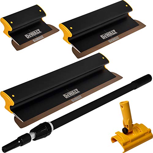 DEWALT Drywall Skimming Blade Set - 10", 16" & 24" Blades + 37" - 63" Extension Handle | Pro-Grade | Extruded Aluminum & European Stainless Steel Construction | High-Impact End Caps | 3-440