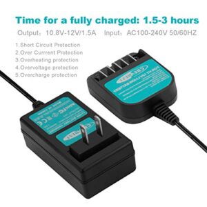 CREABEST 2Pack 10.8V-12V 3000mAh Lithium Ion Battery Compatible with Hitachi Cordless Power Drill Tools BCL1015 BCL1015S 331065 329370 and Include One Charger