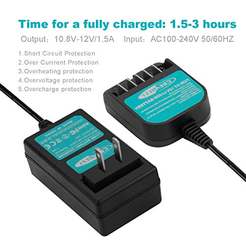 CREABEST 2Pack 10.8V-12V 3000mAh Lithium Ion Battery Compatible with Hitachi Cordless Power Drill Tools BCL1015 BCL1015S 331065 329370 and Include One Charger