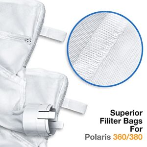 Sumille 360/380 Replacement Bag Zipper Filter Pool Cleaner Bag for Polaris, All Purpose Bags Pool Cleaner Part K13, K16, 2 Pack