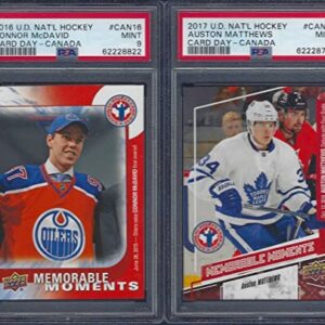 PSA CONNOR MCDAVID & AUSTON MATTHEWS 2 CARD ROOKIE LOT UPPER DECK MEMORABLE MOMENTS GRADED PSA MINT 9 HOCKEY SUPERSTAR PLAYERS