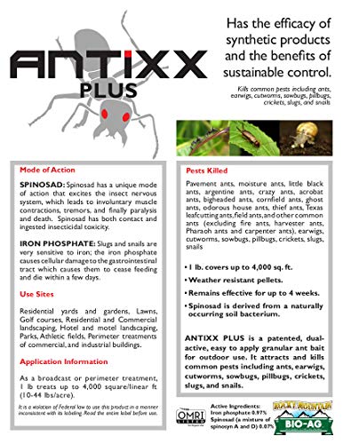 Antixx Plus Ant Earwig Cutworm Sowbugs Pillbug Cricket Slug Snail Killer 5 Pound OMRI Listed