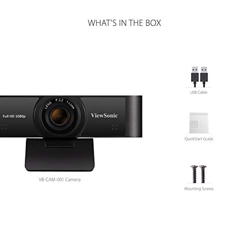 ViewSonic VB-CAM-001 Full HD 1080p USB Web Camera w/Dual Stereo Microphone with Auto Noise Reduction,110 Degree Ultra-Wide Lens for Zoom/Teams/Skype Conferencing and Video Calls on PC and Mac