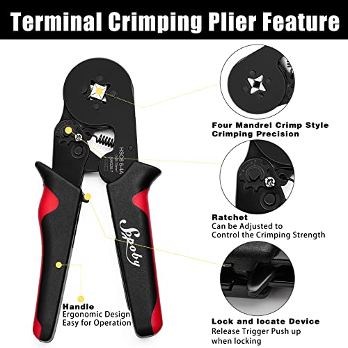 Ferrule Crimping Tool Kit - Sopoby Ferrule Crimper Plier (AWG 28-7) with 1800pcs Wire Ferrules Kit Wire Ends Terminals