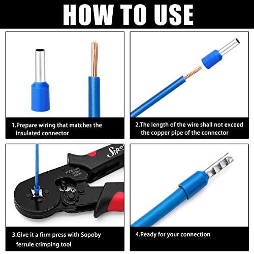 Ferrule Crimping Tool Kit - Sopoby Ferrule Crimper Plier (AWG 28-7) with 1800pcs Wire Ferrules Kit Wire Ends Terminals