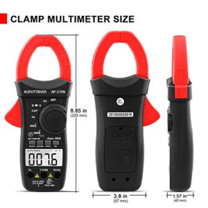 Digital Clamp Meter AP-570N,6000 Counts Auto-ranging Multimeter with DC/AC Voltage&Current,Resistance,Capacitance,Temperature,Frequency,Duty Cycle (Black-570N)