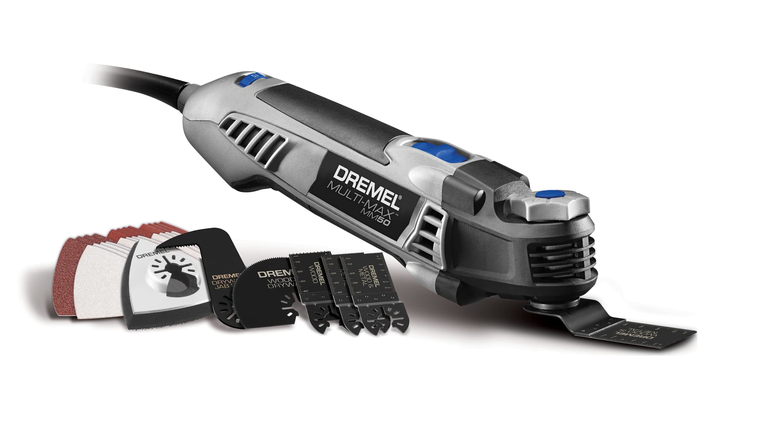 Dremel MM50-01 Multi-Max Oscillating DIY Tool Kit with Tool-LESS Accessory Change- 5 Amp, 30 Accessories- Compact Head & Angled Body- Drywall, Nails, Remove Grout & Sanding, 17.2 x 4.2 x 10.5"`