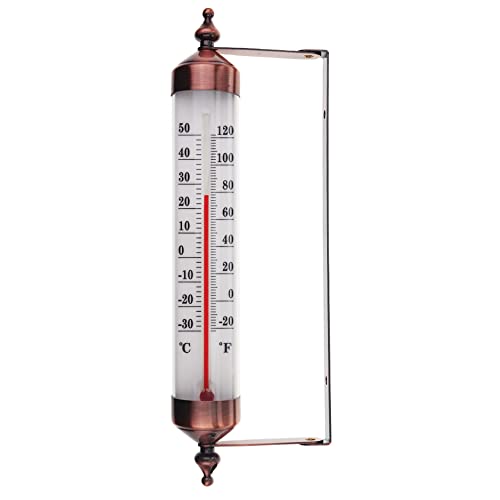 Outside Thermometer with Bronze Effect Design - Stylish Outdoor Thermometer Suitable for Outside Wall Greenhouse Garage