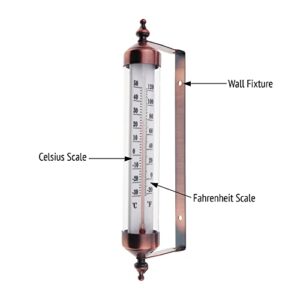 Outside Thermometer with Bronze Effect Design - Stylish Outdoor Thermometer Suitable for Outside Wall Greenhouse Garage